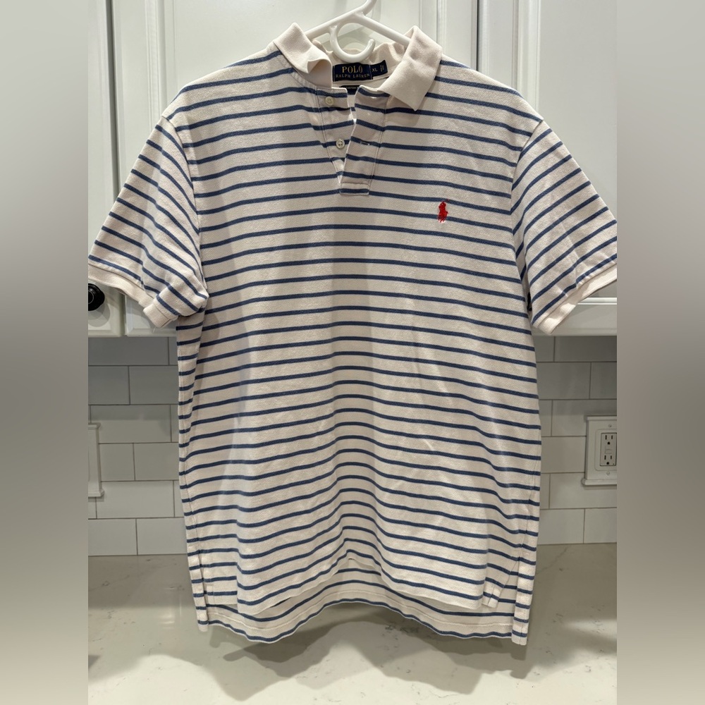 Ralph Lauren Navy and White Striped Polo